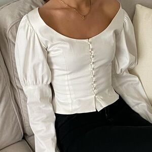 Elegant White Puff Sleeve Top